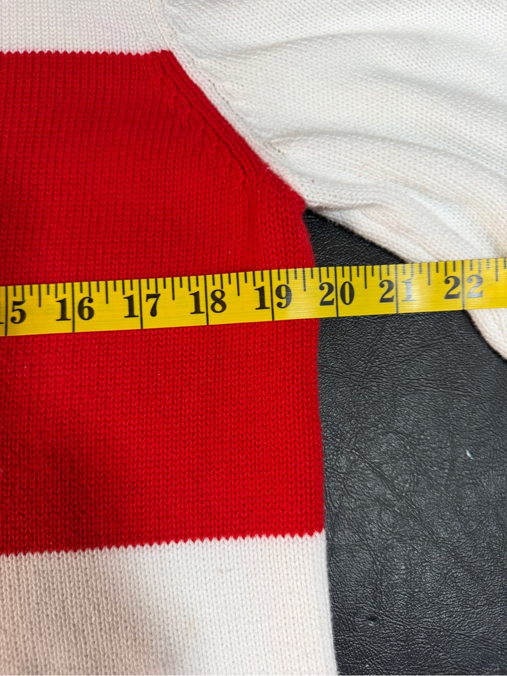 Tommy Hilfiger White Crewneck Sweater with Red & Navy Block - Picture 7 of 13